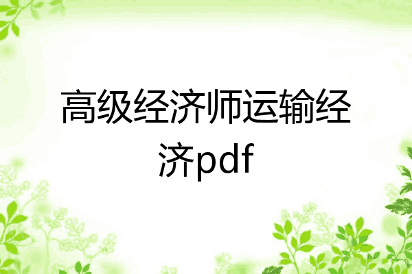 高级经济师运输经济pdf