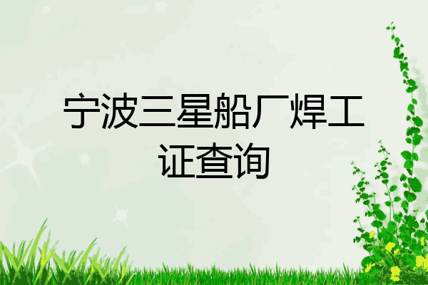 宁波三星船厂焊工证查询