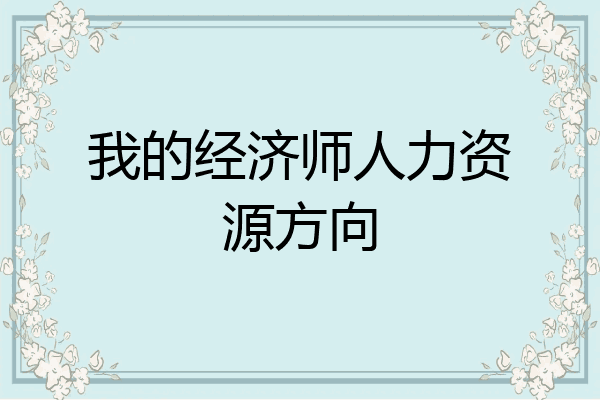 我的经济师人力资源方向