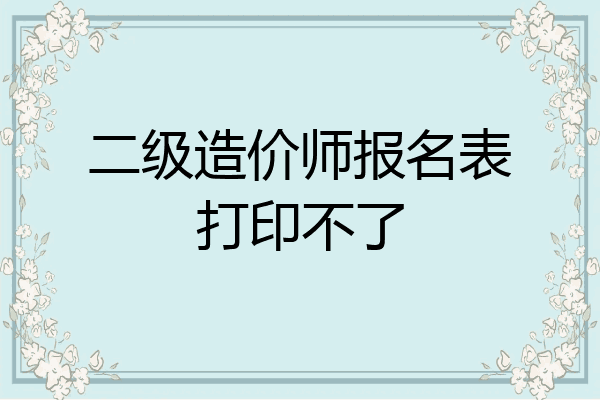 二级造价师报名表打印不了