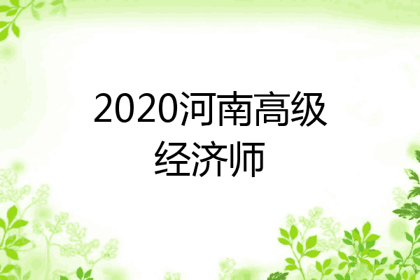 2020河南高级经济师