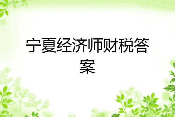 宁夏经济师财税答案