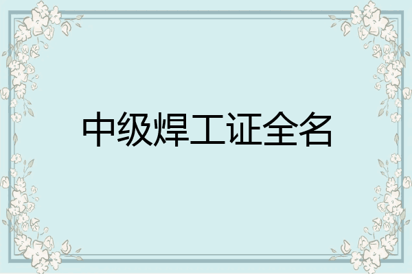 中级焊工证全名
