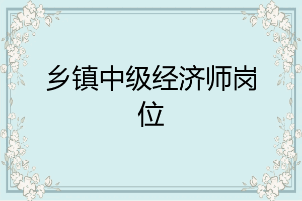 乡镇中级经济师岗位