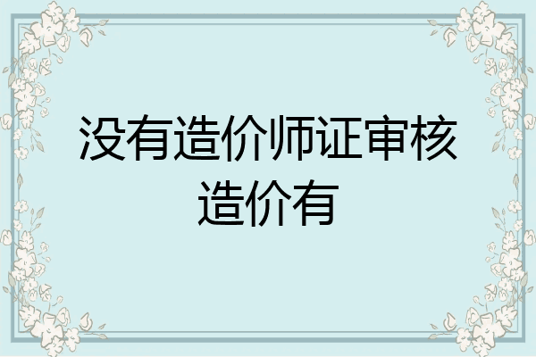 没有造价师证审核造价有