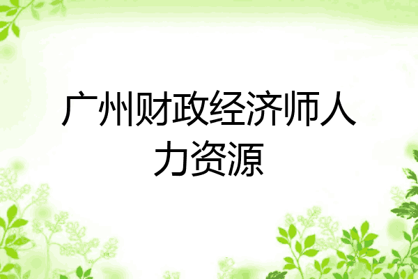广州财政经济师人力资源