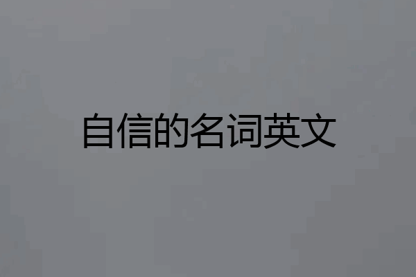 自信的名词英文