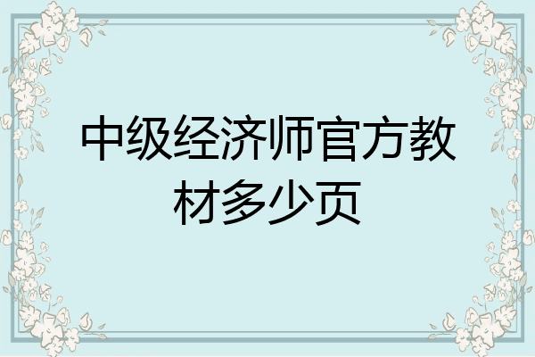 中级经济师官方教材多少页