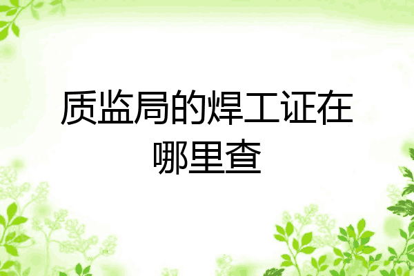 质监局的焊工证在哪里查
