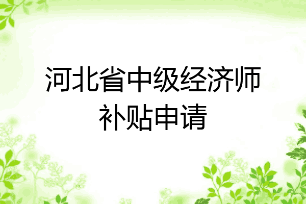 河北省中级经济师补贴申请
