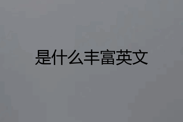 是什么丰富英文