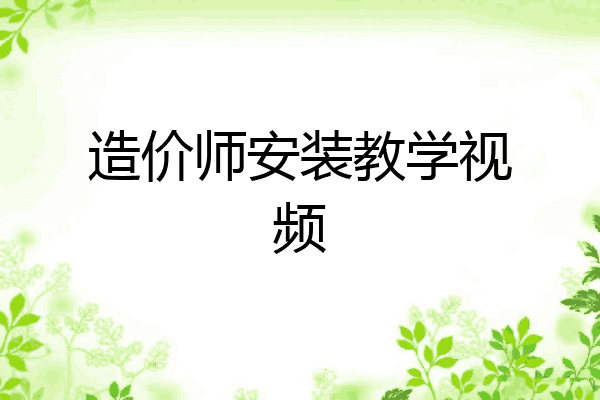 造价师安装教学视频