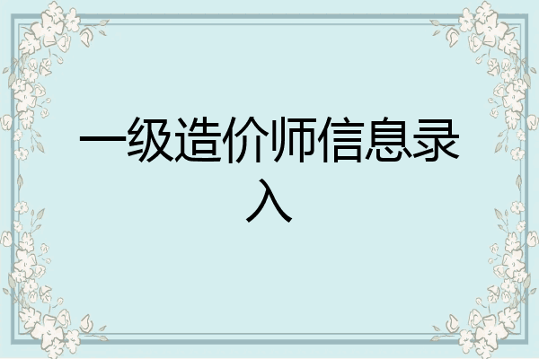 一级造价师信息录入