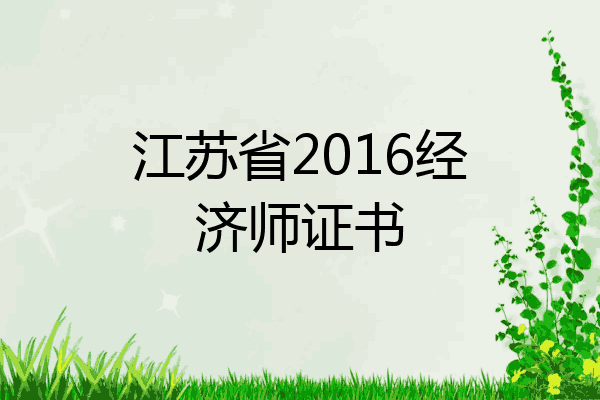 江苏省2016经济师证书