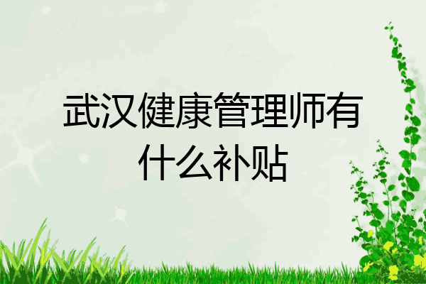 武汉健康管理师有什么补贴