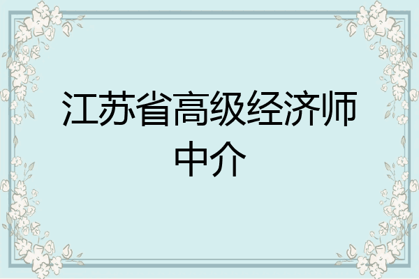 江苏省高级经济师中介