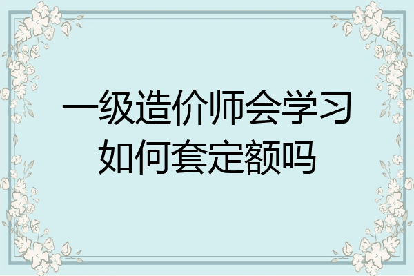 一级造价师会学习如何套定额吗