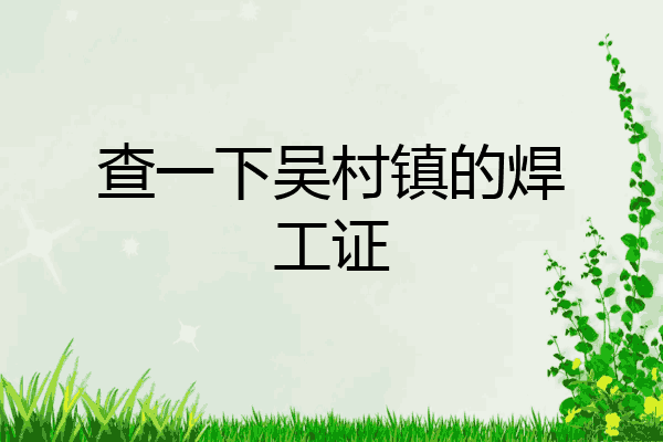 查一下吴村镇的焊工证