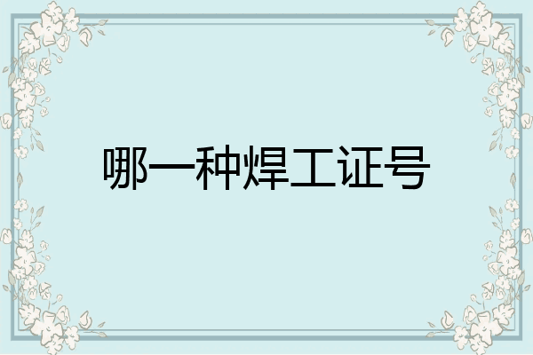 哪一种焊工证号