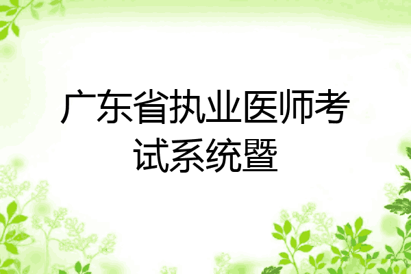 广东省执业医师考试系统暨