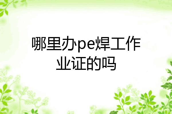 哪里办pe焊工作业证的吗