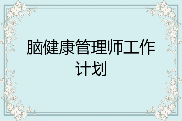 脑健康管理师工作计划