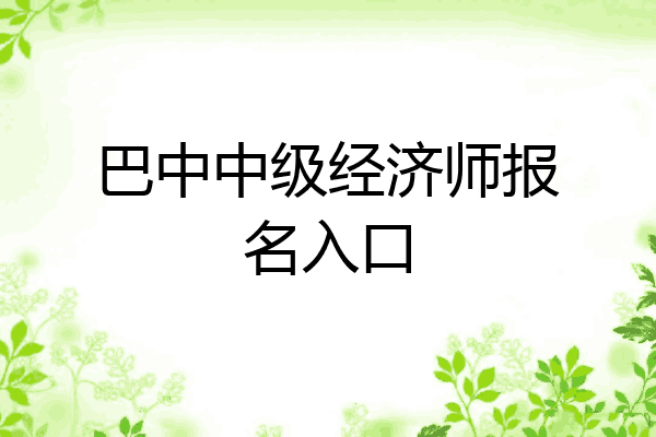 巴中中级经济师报名入口