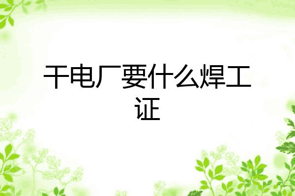 干电厂要什么焊工证