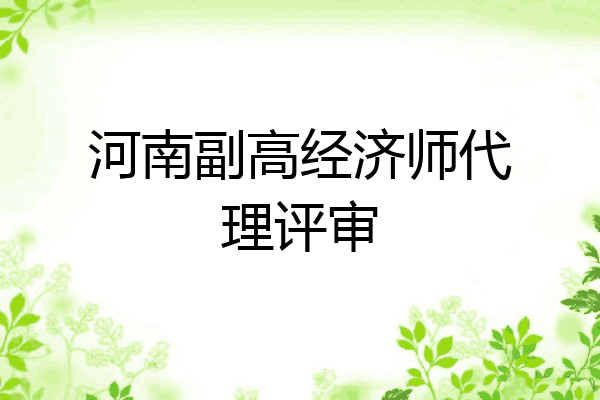 河南副高经济师代理评审