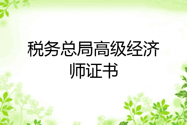 税务总局高级经济师证书