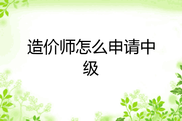 造价师怎么申请中级