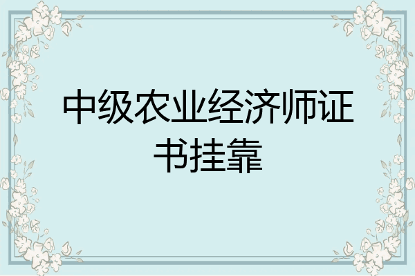 中级农业经济师证书挂靠