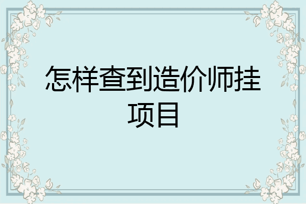 怎样查到造价师挂项目