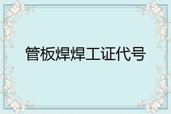 管板焊焊工证代号