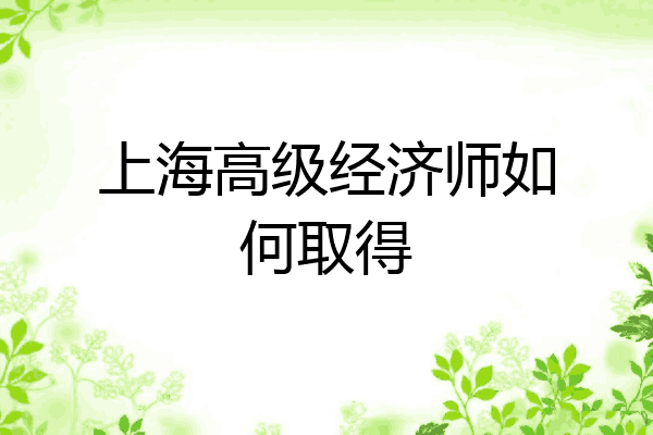 上海高级经济师如何取得