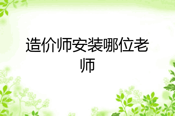 造价师安装哪位老师