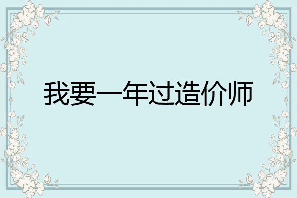 我要一年过造价师