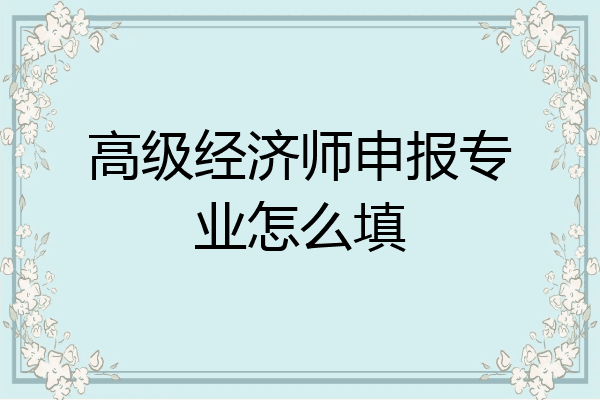 高级经济师申报专业怎么填