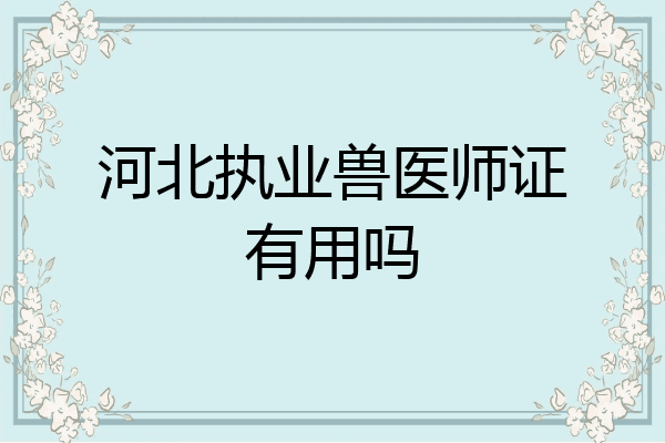 河北执业兽医师证有用吗