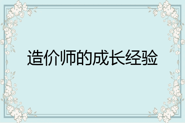 造价师的成长经验