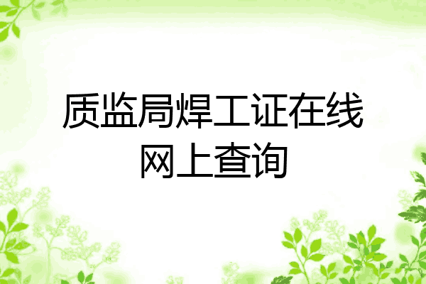 质监局焊工证在线网上查询