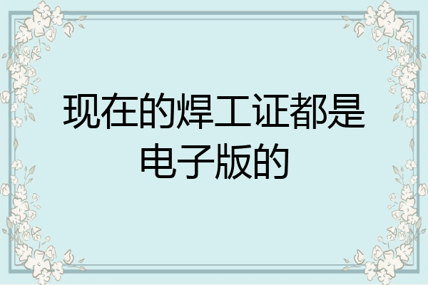 现在的焊工证都是电子版的