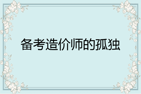 备考造价师的孤独