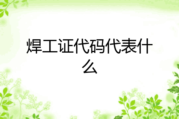 焊工证代码代表什么