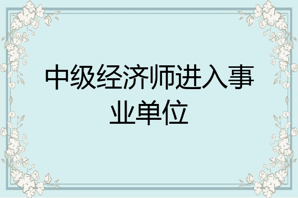 中级经济师进入事业单位