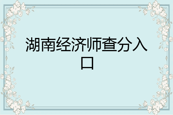 湖南经济师查分入口