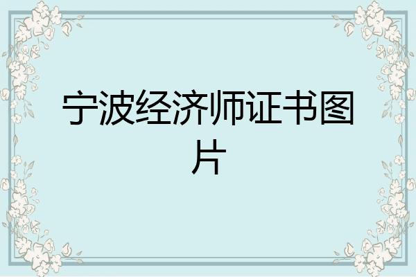 宁波经济师证书图片