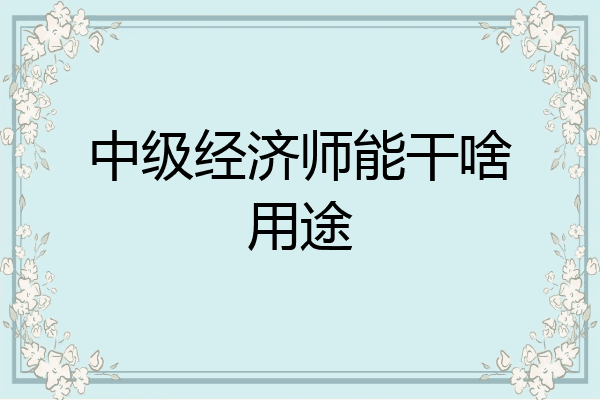 中级经济师能干啥用途