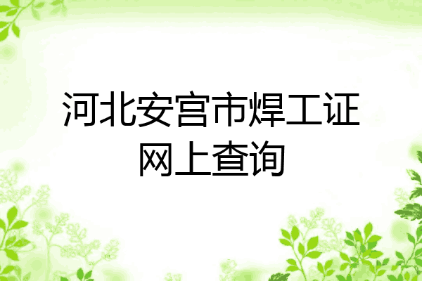 河北安宫市焊工证网上查询