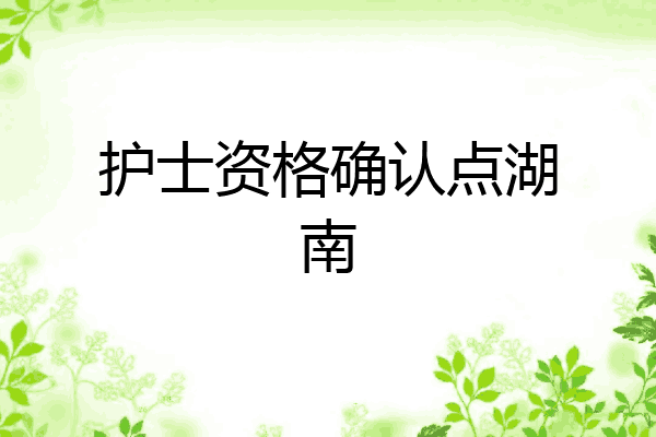 护士资格确认点湖南
